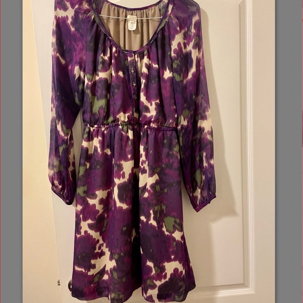 J Crew 100% Silk Floral Dress Size 8
